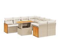 WDGJJFECNMUEHI Set componibile Polyrattan Beige 9 pezzi 81.3 cm | Set Divano da Giardino 9 Pezzi con Cuscini Beige Polyrattan Tavolo Alzabile Patio Terrazza