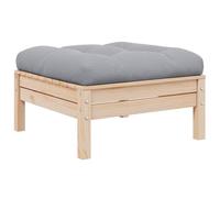WDGJJFECNMUEHI Sgabello da Giardino in Legno Massello di Pino con Cuscino Grigio, Poggiapiedi Modulare per Esterno, Comodo e Resistente per Relax in Terrazza, Giardino e Balcone