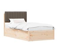 WDGJJFECNMUEHI Single Bed Frame with Upholstered Headboard Taupe 100x200 cm Solid Pine Wood, No Box Spring Needed, Easy Assembly, Removable Washable Cover for Modern Bedroom