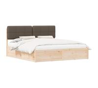WDGJJFECNMUEHI Solid Pine Wood Bed Frame with Upholstered Headboard King Size 200x200cm Quilted Tufted Platform Bed No Box Spring Needed Easy Assembly Modern Bedroom Furniture Talpa