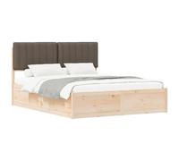 WDGJJFECNMUEHI Solid Pine Wood Bed Frame with Upholstered Headboard Kingsize 160x200 cm Grey Moleskin Easy Assembly No Boxspring Needed Durable Platform Support for Modern Bedroom