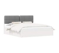 WDGJJFECNMUEHI Solid Pine Wood Upholstered Bed Frame with Tufted Headboard, Minimalist Platform Bed No Box Spring Needed, Washable Cover, Super King 180 x 200 cm, Light Grey