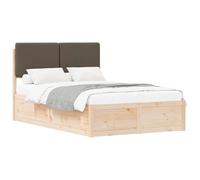 WDGJJFECNMUEHI Solid Pine Wood Upholstered Headboard Bed Frame with Storage Slats Talpa 120x190 cm Twin Short Size Modern Minimalist Bedroom Furniture Easy Assembly