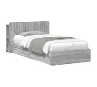 WDGJJFECNMUEHI Sonoma Grey Bed Frame with Storage Drawers 90x200 cm Engineered Wood Slatted Base Modern Design Space Saving Bedstead for Bedroom Living Room Guest Room