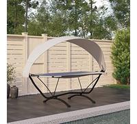 WDGJJFECNMUEHI Steel Frame Oxford Fabric Cream Lounge Chair with Removable Canopy for Balcony Garden Patio Outdoor Relaxation Sunbathing Reading Comfortable Durable Waterproof