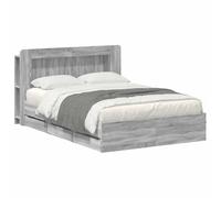 WDGJJFECNMUEHI Storage Bed Frame with Drawers Sonoma Grey 140x200 cm, Platform with Headboard, Engineered Wood Bed Base with Slats, Easy Assembly, Durable Modern Design for Bedroom