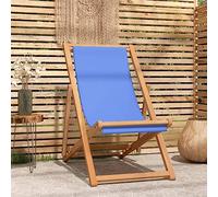 WDGJJFECNMUEHI Teak Wood Folding Lounge Chair 56x105x96 cm Blue Adjustable Recliner for Garden Beach Camping Outdoor Relaxing Durable Weather-Resistant
