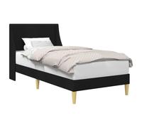 WDGJJFECNMUEHI Upholstered Bed Frame Single Size 100x200 cm Modern Platform Bed with Headboard for Small Bedrooms Living Room, Black Fabric Easy Assembly Plywood Slat Support Mattress Foundation