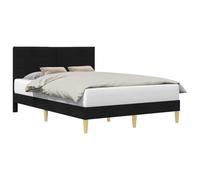 WDGJJFECNMUEHI Upholstered Bed Frame with Headboard 120x200 cm Black Fabric Modern Double Bed Platform Sturdy Plywood Construction Easy Assembly for Bedroom Living Space