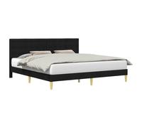 WDGJJFECNMUEHI Upholstered Bed Frame with Headboard Black 180 x 200 cm Fabric Modern Double Bedstead for Bedroom Easy Clean Sturdy Wooden Slats Urban Chic Design No Box Spring Needed