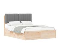 WDGJJFECNMUEHI Upholstered Bed Frame with Headboard Light Grey 140 x 200 cm Solid Pine Wood Easy Assembly No Box Spring Needed Comfortable Reading Support Double Size