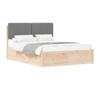 WDGJJFECNMUEHI Upholstered Bed Frame with Headboard Light Grey 140 x 200 cm Solid Pine Wood Platform Bed No Box Spring Needed Easy Assembly for Modern Bedroom Living Room