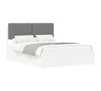 WDGJJFECNMUEHI Upholstered Bed Frame with Headboard Light Grey 140x200 cm Solid Pine Wood Platform No Box Spring Needed Easy Assembly Modern Double Bed for Bedroom Living Room
