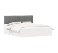 WDGJJFECNMUEHI Upholstered Bed Frame with Headboard Light Grey 180 x 200 cm Super King Size Wooden Platform Bed No Box Spring Needed Easy Assembly Solid Pine Wood Bedstead for Bedroom Living Room