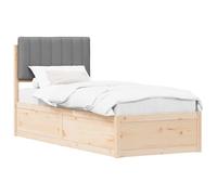 WDGJJFECNMUEHI Upholstered Bed Frame with Headboard Light Grey 80 x 200 cm Wooden Single Bed Platform Slatted Base Easy Assembly Small Single Bedroom Furniture
