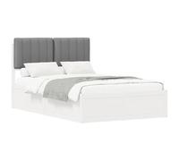 WDGJJFECNMUEHI Upholstered Bed Frame with Padded Headboard Light Grey 120x190 cm Solid Pine Wood Platform Bed No Box Spring Needed Easy Assembly for Bedroom Guest Room