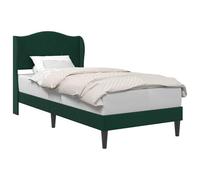 WDGJJFECNMUEHI Velvet Bed Frame Dark Green 100x200 cm Upholstered Platform with Headboard, Modern Wooden Slatted Base for Bedroom, No Box Spring Needed, Heavy Duty Support 140 kg