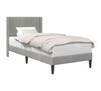 WDGJJFECNMUEHI Velvet Bed Frame Light Grey 90x200 cm Upholstered Platform with Turned Legs, Modern Divan Bed Base for Bedroom, Durable Plywood Slatted Support for Small Spaces