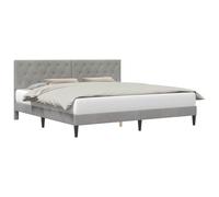 WDGJJFECNMUEHI Velvet Light Grey Bed Frame 180x200 cm King Size Upholstered Platform with Headboard Modern Luxury Wooden Slatted Base Easy Clean for Bedroom Furniture