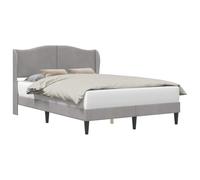 WDGJJFECNMUEHI Velvet Upholstered Bed Frame Light Grey 120x200cm with Wingback Headboard Slatted Base Solid Wood Legs Modern Platform Bed for Bedroom Easy Assembly