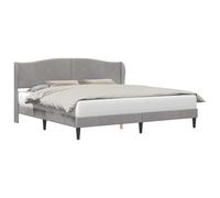 WDGJJFECNMUEHI Velvet Upholstered Bed Frame Light Grey 180x200cm Modern Platform Bed with Headboard Wooden Slatted Base Sturdy Legs for Bedroom Living Room Easy Assembly