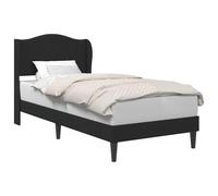 WDGJJFECNMUEHI Velvet Upholstered Bed Frame with Headboard Black 100x200 cm Modern Platform Bed with Slatted Base, Sturdy Wooden Construction, Easy Assembly, for Contemporary Bedroom Decor