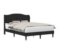 WDGJJFECNMUEHI Velvet Upholstered Bed Frame with Headboard Black 120x200 cm Modern Platform Bed with Slatted Support Base, Sturdy Wooden Construction for Bedroom, Easy Assembly