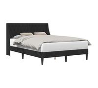 WDGJJFECNMUEHI Velvet Upholstered Bed Frame with Headboard Black 140 x 190 cm Modern Wingback Design Luxury Button Tufted Platform Bed Storage Option Sturdy Wooden Slats Support Easy Assembly