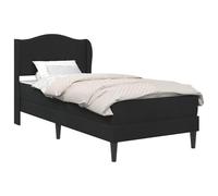 WDGJJFECNMUEHI Velvet Upholstered Bed Frame with Headboard Black 90x200 cm Platform Bed with Slatted Base Sturdy Plywood Frame for Bedroom Modern Chic Design Easy Assembly