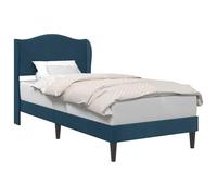WDGJJFECNMUEHI Velvet Upholstered Bed Frame with Headboard Blue 100x200 cm Luxury Modern Platform Bed Solid Slat Support No Box Spring Needed Easy Assembly for Bedroom Guest Room