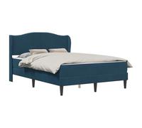 WDGJJFECNMUEHI Velvet Upholstered Bed Frame with Headboard Blue 140x200 cm, Modern Winged Platform Bed with Slatted Base, Storage Space Underbed, Easy Assembly