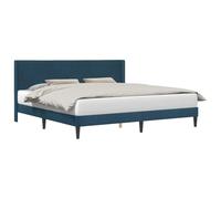 WDGJJFECNMUEHI Velvet Upholstered Bed Frame with Headboard King Size 180x200 cm Blue Luxury Platform Bed Solid Wood Slats Support No Box Spring Needed Modern Bedroom Furniture