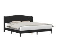 WDGJJFECNMUEHI Velvet Upholstered Bed Frame with Headboard King Size 200x200 cm Black Wooden Slatted Base Modern Platform Bedstead for Bedroom, Easy Clean, No Box Spring Needed