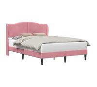 WDGJJFECNMUEHI Velvet Upholstered Bed Frame with Headboard Pink 160 x 200 cm Modern Platform Bed with Slatted Base for Bedroom Furniture, Easy Assembly, Supports 140 kg