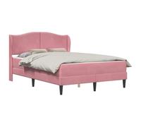 WDGJJFECNMUEHI Velvet Upholstered Bed Frame with Headboard Pink 160x200 cm, Modern Wingback Platform Bed, Sturdy Plywood Construction Slatted Base, Storage Underbed Space for Bedroom Guest Room