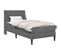 WDGJJFECNMUEHI Velvet Upholstered Bed Frame with Mattress Set Dark Grey 90x200 cm, Modern Platform Bed with Headboard, Sturdy Plywood Construction, Easy Assembly, Bedroom Guest Room