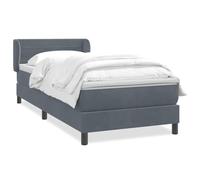WDGJJFECNMUEHI Velvet Upholstered Bed Frame with Pocket Spring Mattress 80x210 cm Dark Grey - Adjustable Headboard, Slatted Base, Luxury Topper, Easy Assembly, for Relaxing Sleep and Bedroom Comfort