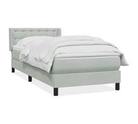 WDGJJFECNMUEHI Velvet Upholstered Bed Frame with Pocket Sprung Mattress Light Grey 80x210 cm Adjustable Headboard Slatted Base Bed for Bedroom Guest Room