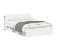 WDGJJFECNMUEHI White Bed Frame with Storage and Headboard 150x200cm Engineered Wood King Size Lift Up Ottoman Space Saving Easy Assembly