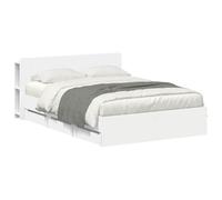 WDGJJFECNMUEHI White Bed Frame with Storage Headboard 150 x 200 cm Modern Platform Bed with Drawers Easy Assembly Engineered Wood Sturdy Slats for Bedroom Guest Room Organiser
