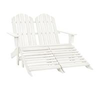 WDGJJFECNMUEHI White Fir Wood 2 Seater Garden Chair with Detachable Pouf, Ergonomic Adirondack Patio Furniture for Outdoor Relaxation in Backyard or Terrace