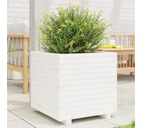 WDGJJFECNMUEHI White Garden Planter Box 50x50x49.5cm Solid Pine Wood for Outdoor Decor, DIY Balcony & Patio Flower Pot with Rustic Charm, Large Capacity for Vegetables & Plants