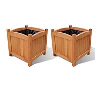 WDGJJFECNMUEHI Wooden Raised Garden Bed Set of 2, 30x30x30 cm Outdoor Planters for Flowers Herbs Vegetables, Weather-Resistant Solid Wood with PE Liner, Patio Balcony Terrace Decor