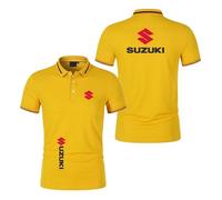 WDGYZZXJ Polo da Uomo A Maniche Corte per su.ZU.K.I Magliette Sportive con Colori A Contrasto Bottoni Magliette Morbide T-Shirt con Colletto Vestiti Stampati-HuangS||L