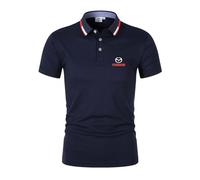 WDGYZZXJ Polo da Uomo Abbigliamento Sportivo per Mazda T-Shirt da Allenamento Elasticizzata Tinta Unita T-Shirt A Maniche Corte Morbida con Bottoni con Colletto- Dark Blue||L