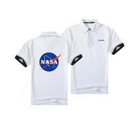 WDGYZZXJ Polo da Uomo Traspiranti per l'Abbigliamento da Palestra Confortevole della NASA Maglietta con Colletto Stampato Top Abbigliamento Bottoni T-Shirt-White||L