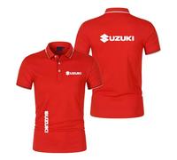 WDGYZZXJ Polo da Uomo Tuta per su.ZU.K.I T-Shirt Morbida Traspirante Colletto Semplice A Maniche Corte Bottoni Stampati Mezza Manica Colori A Contrasto Maglietta-HongS||M