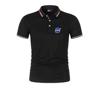 WDGYZZXJ Polo Patchwork da Uomo per La NASA T-Shirt Comode T-Shirt da Allenamento Stampate Traspirante L'umidità T-Shirt A Maniche Corte Bottoni T-Shirt Morbida- Black||XXL