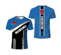 WDGYZZXJ T-Shirt da Uomo A Maniche Corte per Suzuki Polo Ad Asciugatura Rapida Mezza Manica Attiva 3D Camicie Sportive con Grafica Morbida Girocollo T-Shirt Casual-A||L