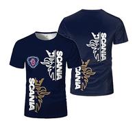 WDGYZZXJ T-Shirt da Uomo Traspiranti per Scania 3D Soft Sportswear Training Tee Top Abbigliamento Casual Mezza Manica Stampa Polo Girocollo Manica Corta-A||S